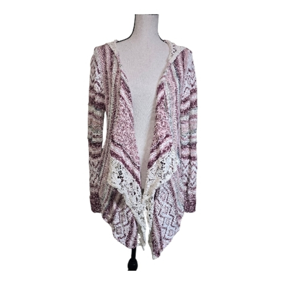American Rag Hooded Crochet Open Cardigan Sweater – Size Small
